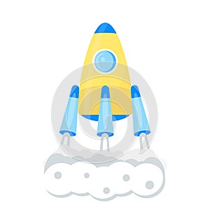 Rocket icon in flat style. Stratup sibol for business web, banner
