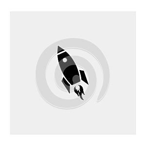 Rocket icon. Gray background. Vector illustration.