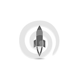 Rocket icon with shadow isolated on white