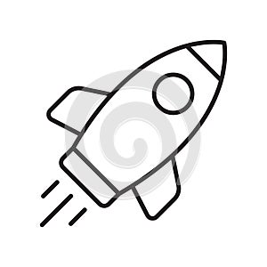 Rocket icon. Simple outline rocket sign. Rocket launched icon. photo