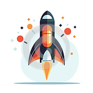 Rocket icon. Space rocket launch. Spaceship image