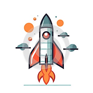 Rocket icon. Space rocket launch. Spaceship image