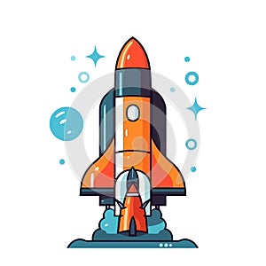 Rocket icon. Space rocket launch. Spaceship image