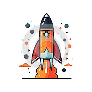 Rocket icon. Space rocket launch. Spaceship image