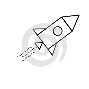 Rocket icon. Spaceship rocket. Spaceship launch. Vector illustration. Stock image.