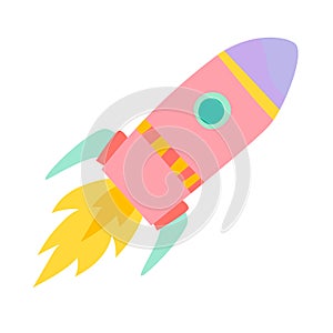 Rocket icon vector illustration. Cartoon retro space ship