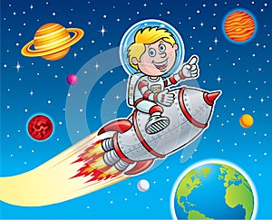 Rocket Kid Blasting Through Space photo