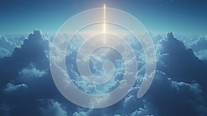 Rocket Launch Above Clouds at Night