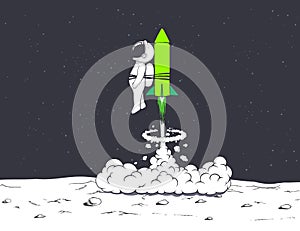 Rocket launch with astronaut