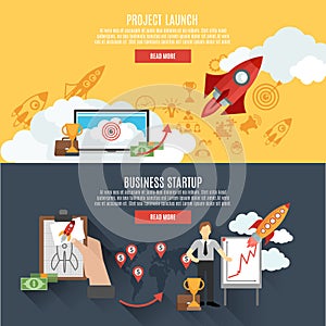 Rocket launch banners interactive webpage design
