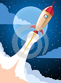 Rocket launch cartoon