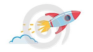 Rocket Launch through Cloud for Space Ambition, vector design Generative AI