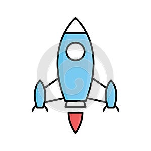 Rocket launch Fill color vector icon which can easily modify or edit