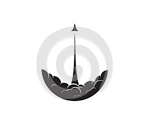 Rocket Launch Flat smoke - Isolated Vector Illustration