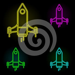 rocket, launch icon neon color set icon. Simple thin line, outline vector of business icons for ui and ux, website or mobile