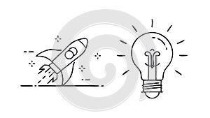 Rocket Launch Idea Icon, Startup Innovation, vector design Generative AI