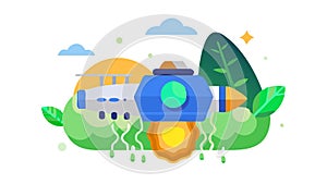 Rocket Launch Island Base Vector, vector design Generative AI