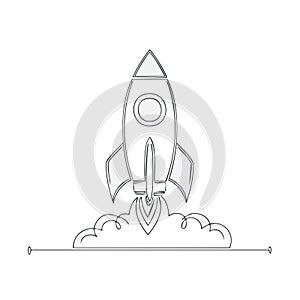 Rocket Launch Line Art Illustration Space Exploration Startup Concept Design