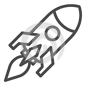 Rocket launch line icon. Business startup symbol, outline style pictogram on white background. Campaign launch sign for