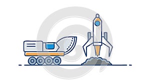 Rocket Launch with Mobile Platform, Space Mission Technology - vector design Generative AI