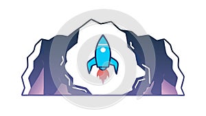 Rocket Launch from Mountain for Space Exploration, vector design Generative AI