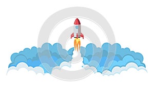 Rocket Launch from Ocean Waves, vector design Generative AI