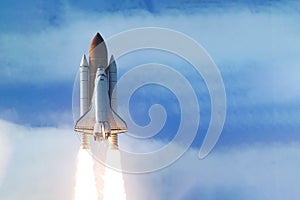 Rocket launch into open space. Elements of this image were furnished by NASA