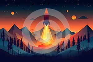 Rocket Launch at Sunset