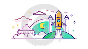 Rocket Launch Pad Space Vector, vector design Generative AI