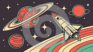 Rocket Launch from Planet, Sci-Fi Space Exploration Vector, vector design Generative AI