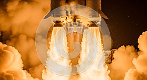 Rocket Launch Powerful Space Shuttle Taking Off