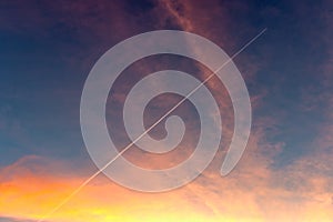 Rocket launch of a satellite at sunrise