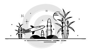 Rocket Launch Science Vector, Space Exploration Innovation Graphic, vector design Generative AI