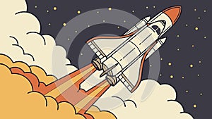 Rocket launch into space, dynamic celestial journey illustration, vector design Generative AI
