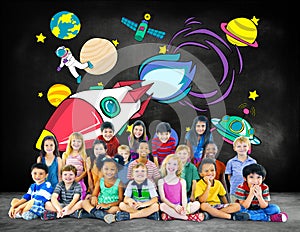 Rocket Launch Space Outerspace Planets Concept