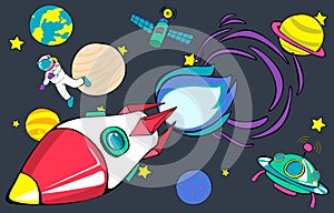 Rocket Launch Space Outerspace Planets Concept photo