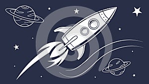 Rocket Launch in Space with Planets Vector, vector design Generative AI