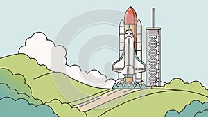 Rocket Launch Space Station Vector Scene, vector design Generative AI