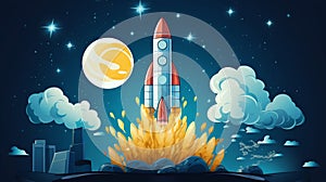 Rocket Launch: Startup Success Concept. Generative ai