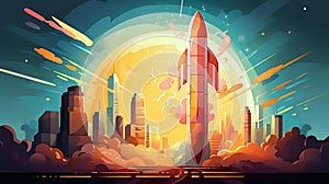 Rocket Launch: Startup Success Concept. Generative ai