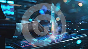 The Rocket Launch on Tablet.AI generated image