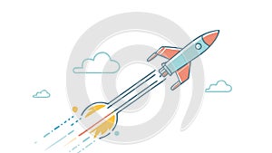 Rocket Launch Takeoff Icon, Innovation and Space Exploration, vector design Generative AI