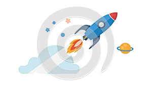 Rocket Launch to Space, Startup Innovation Business Concept - vector design Generative AI