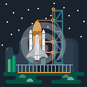 Rocket before Launch Vector illustration