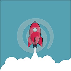 Rocket launch vector illustration. Start up business concept. Flat design.
