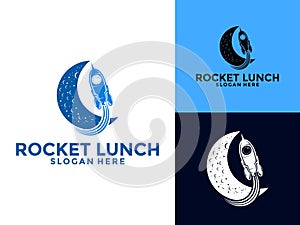 Rocket Launch Vector Logo Design, Simple Flying Modern Rocket Logo Illustration