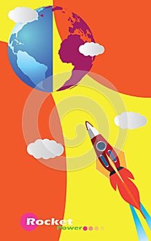 Rocket launches in a flat style. Rocket design vector illustration