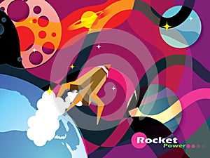 Rocket launches in a flat style. Rocket design vector illustration