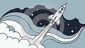 Rocket launching through clouds, symbolizing technological progress. vector design Generative AI