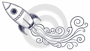 Rocket Launching into Space, Dynamic Takeoff Vector, Exploration, vector design Generative AI